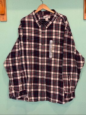 NWT Duluth Trading Co Men's Free Swingin' Flannel Relaxed Fit Shirt. Size 5XL.